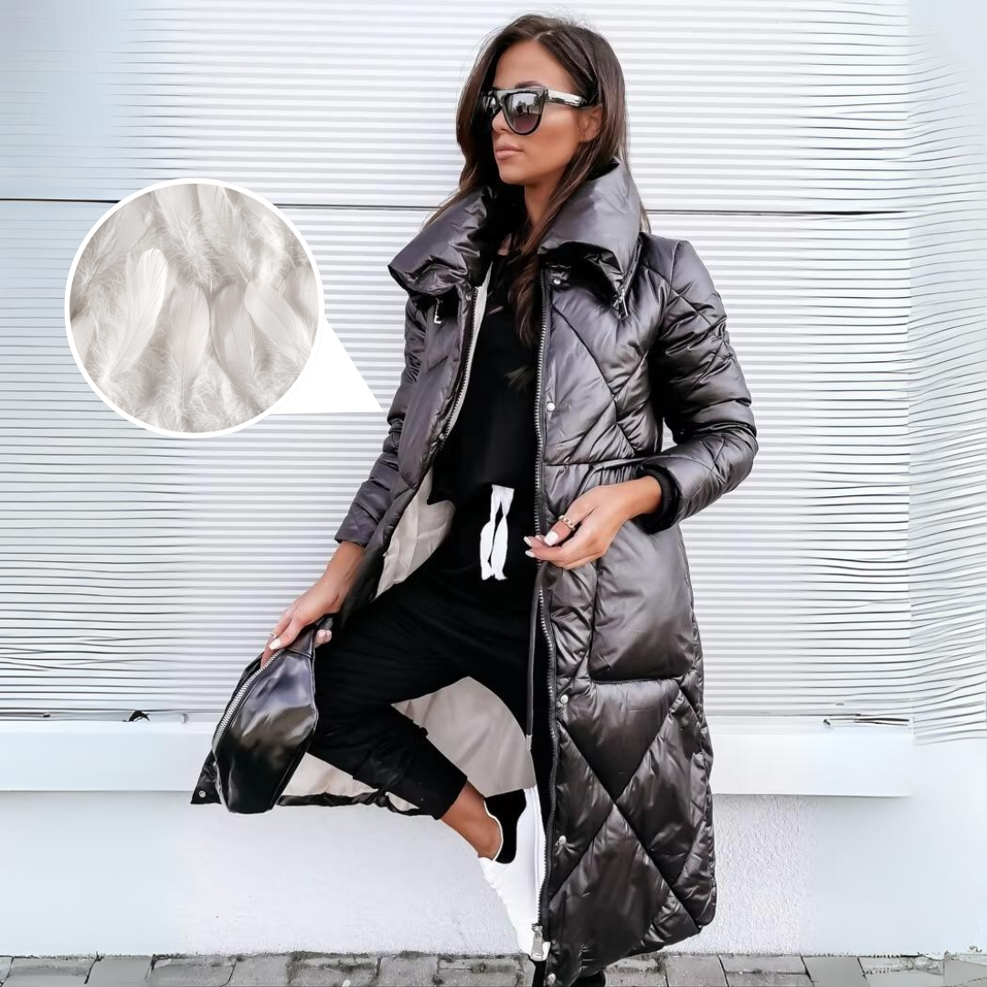 Warm Padded Parka Coat for Women with Zip Front - Luxivelle