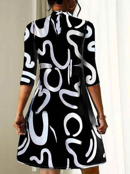 Casual Graphic Print Crew Neck Dress