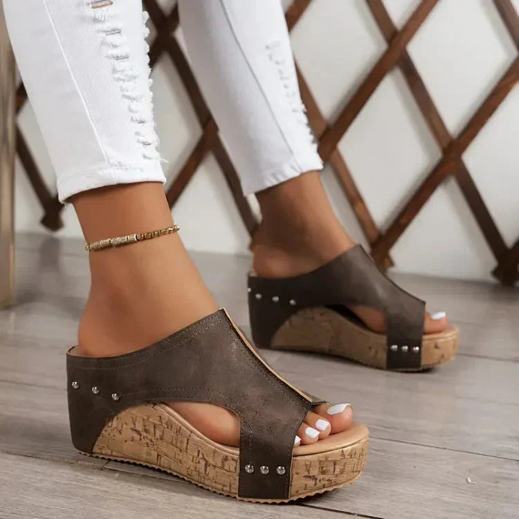 Comfortable Heel Sandals for Women Leather High Sandals - Luxivelle