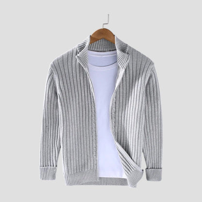 Modern Ribbed Zip Knit Cardigan for Men 0