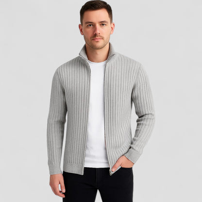 Modern Ribbed Zip Knit Cardigan for Men 2