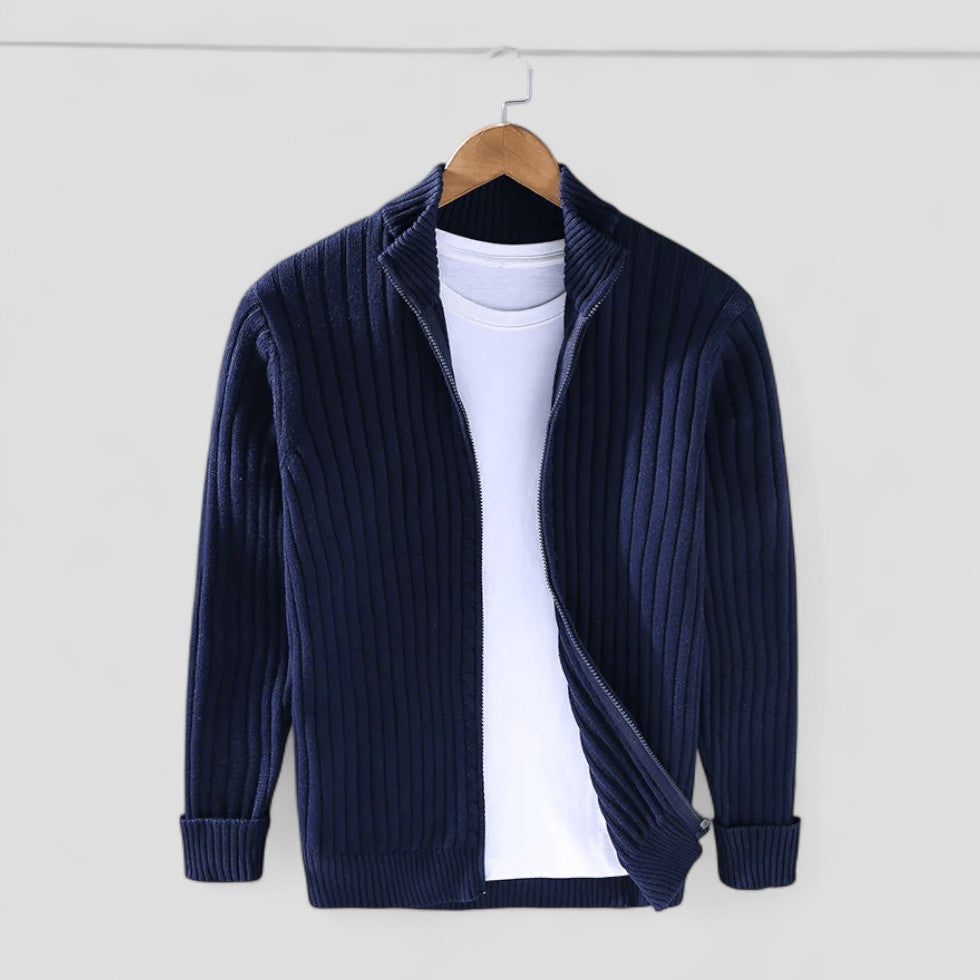 Modern Ribbed Zip Knit Cardigan for Men 4