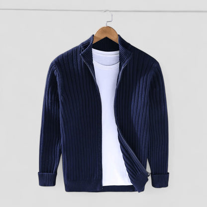 Modern Ribbed Zip Knit Cardigan for Men 4
