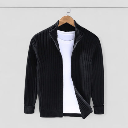 Modern Ribbed Zip Knit Cardigan for Men 5