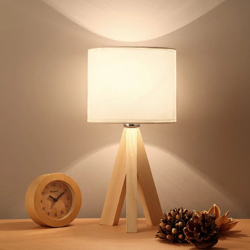 Rustic Wood Table Lamp with Soft Warm Glow - Luxivelle