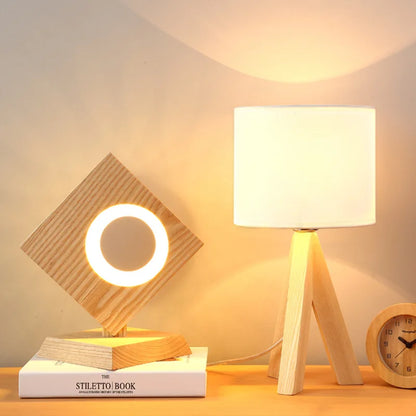 Rustic Wood Table Lamp with Soft Warm Glow