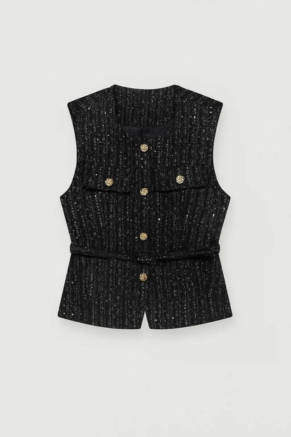 Elegant Fitted Waistcoat with Gold Buttons