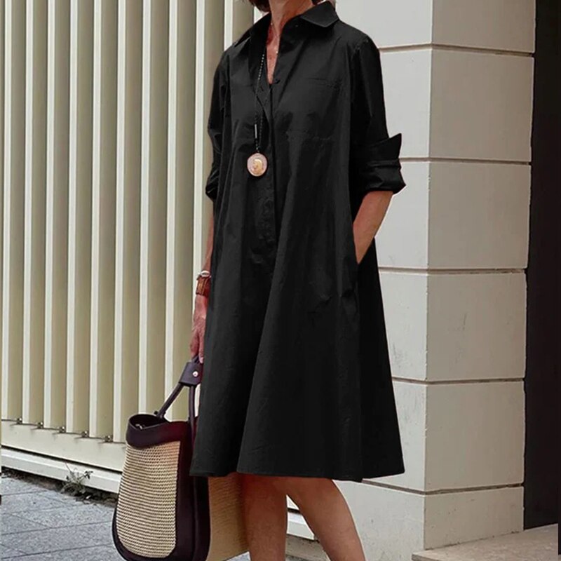 Relaxed Fit Ladies Collar Dress - Luxivelle