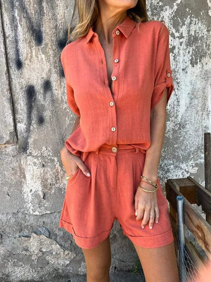 Relaxed Fit Linen Two Piece Set for Women