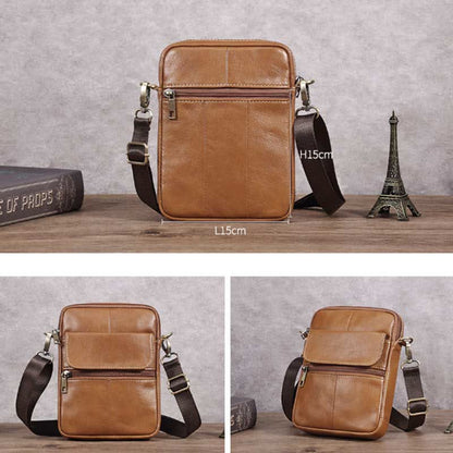 Small Real Leather Crossbody Bag for Men