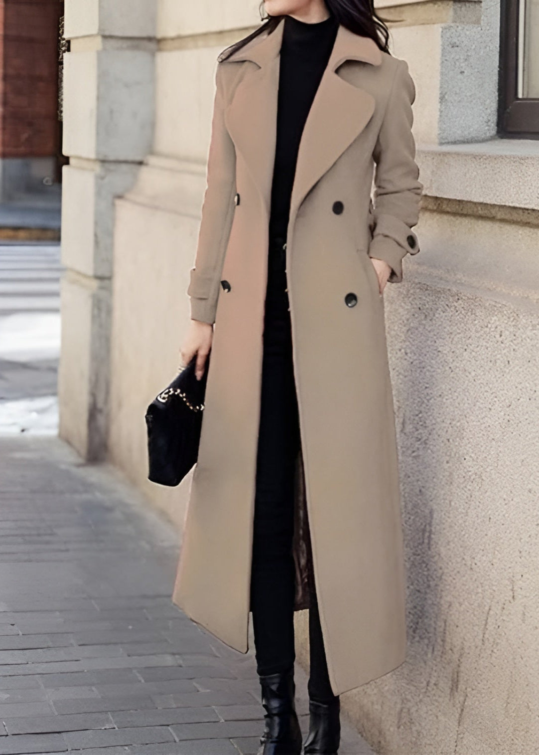Classic Women's Wool Trench Coat Winter