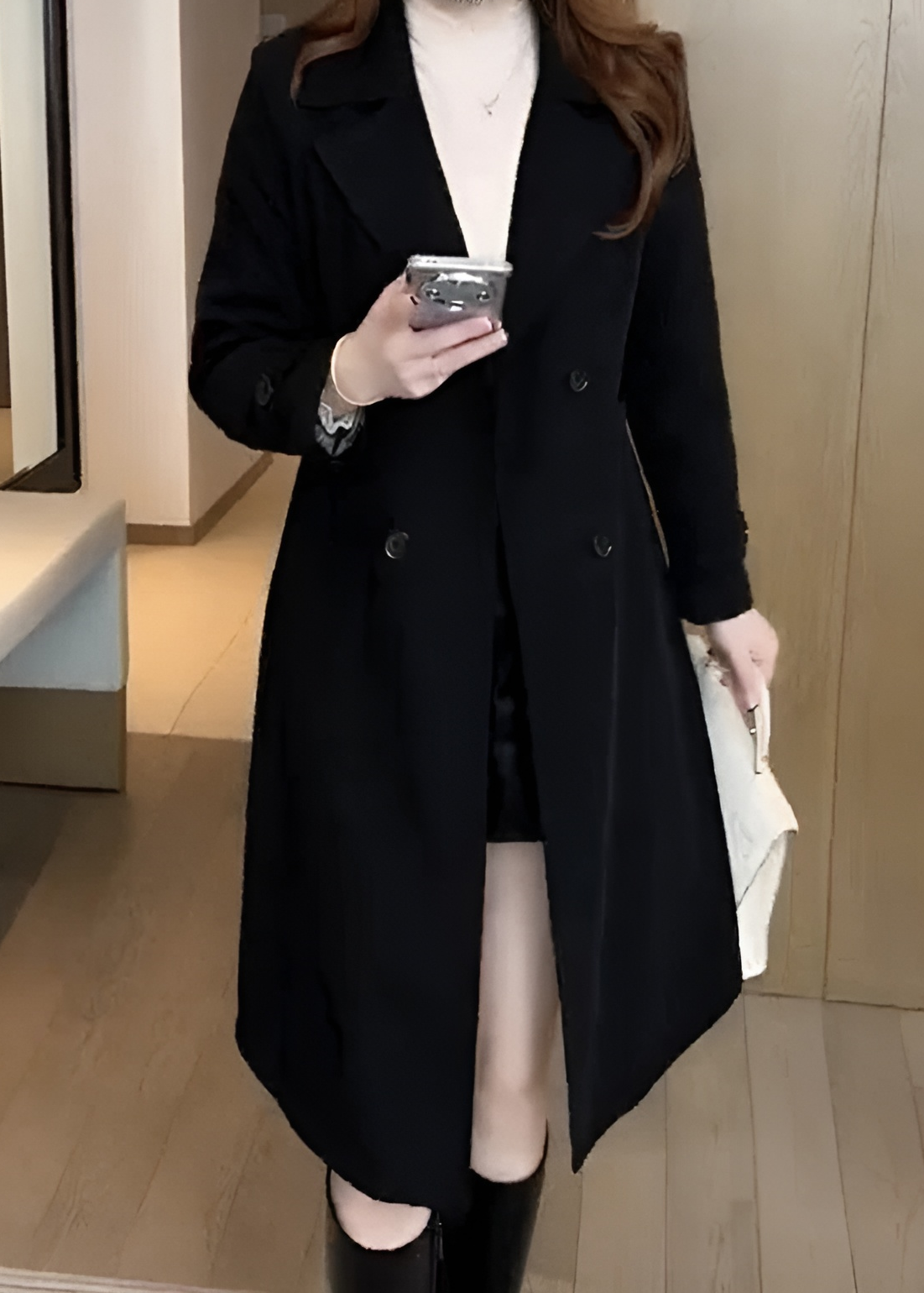 Classic Women's Wool Trench Coat Winter