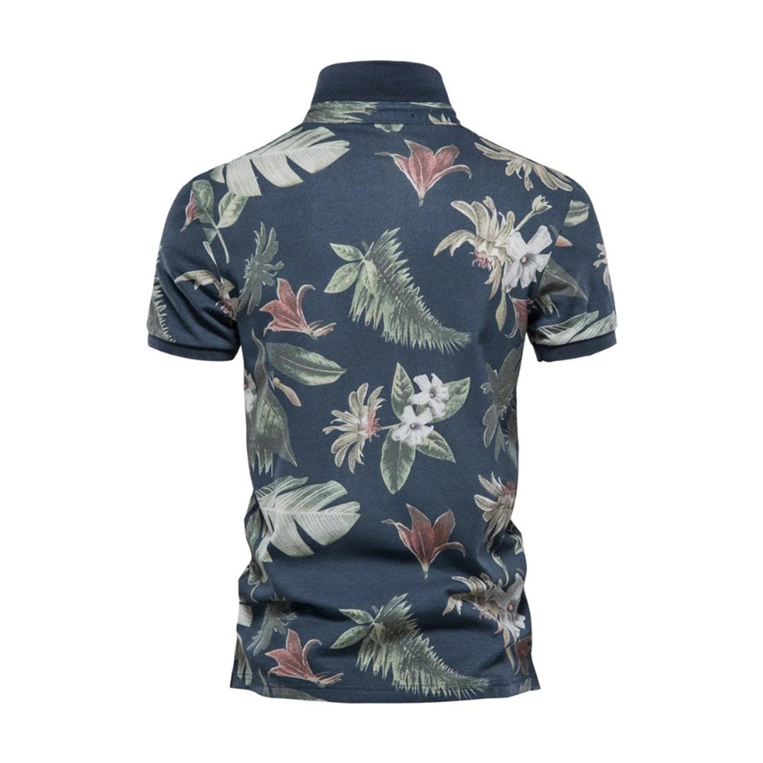 Lightweight Mens Breathable Floral Polo Shirt