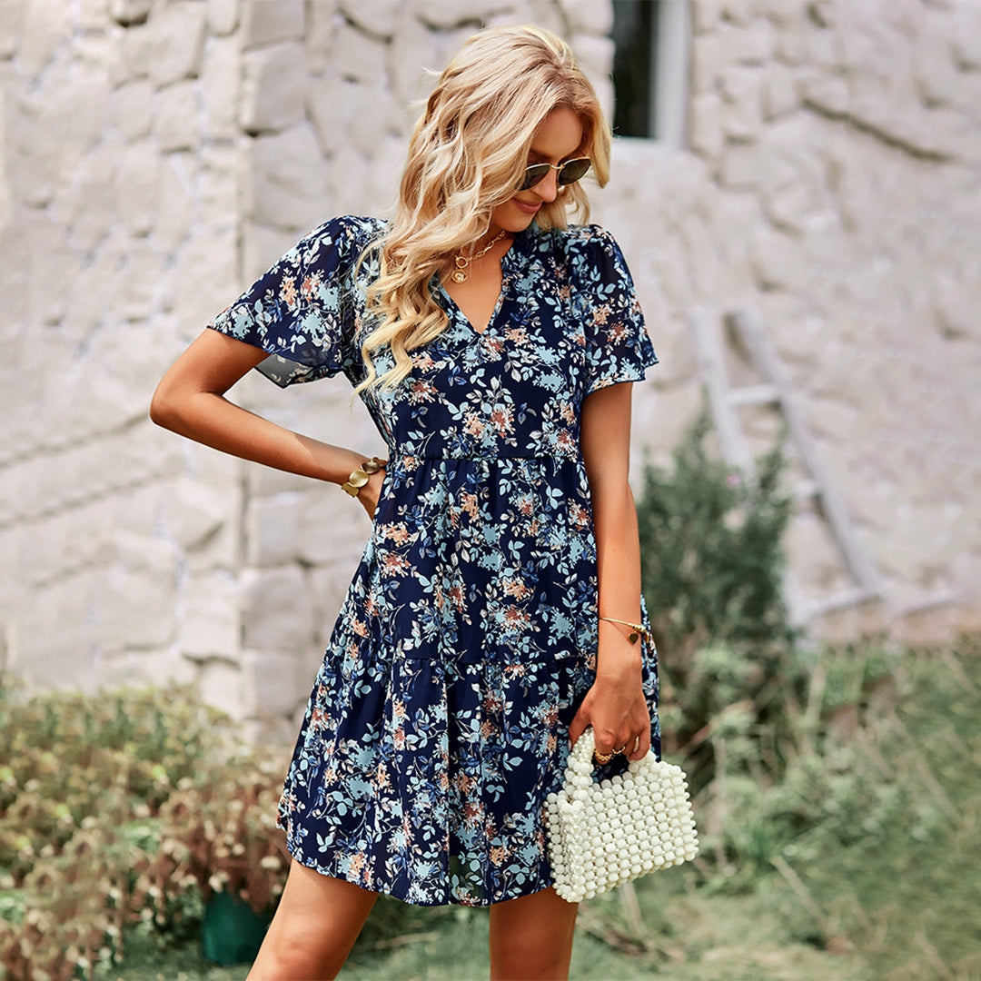 Floral V Neck Summer Women's Dress