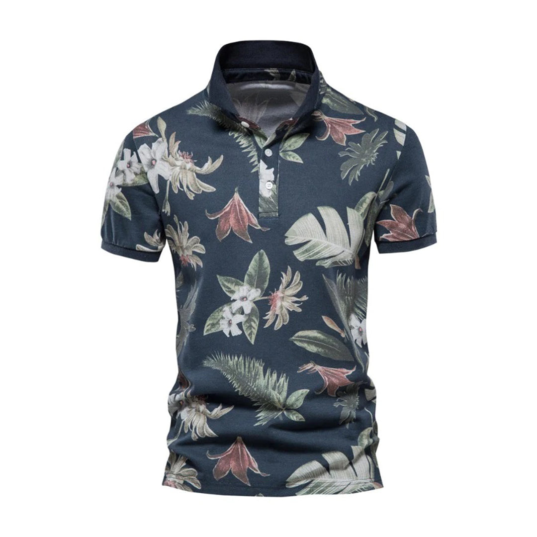 Lightweight Mens Breathable Floral Polo Shirt