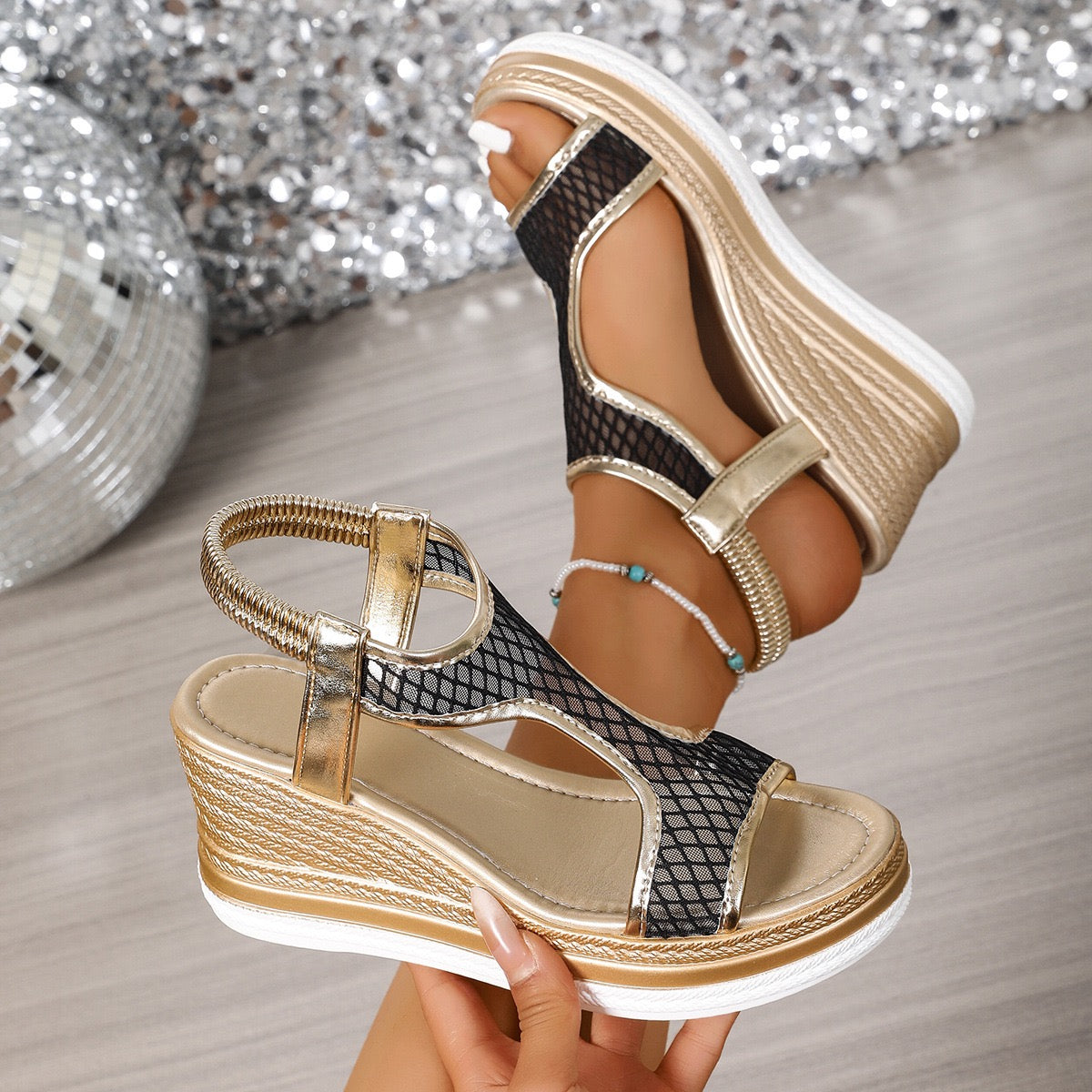 Comfortable Wedge Sandals for Women with Airy Mesh