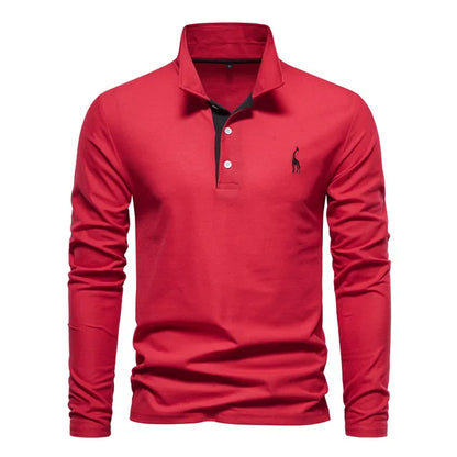 Variant image for Frank | Long Sleeve Polo Shirt - Cotton Blend, Men's Golf Shirt-21
