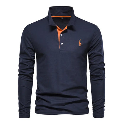 Frank | Long Sleeve Polo Shirt - Cotton Blend, Men's Golf Shirt-1