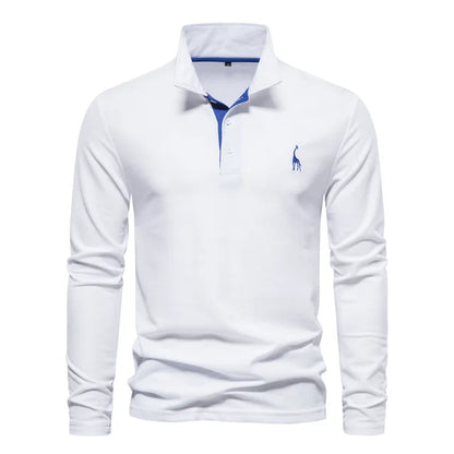 Variant image for Frank | Long Sleeve Polo Shirt - Cotton Blend, Men's Golf Shirt-11