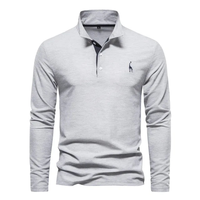 Variant image for Frank | Long Sleeve Polo Shirt - Cotton Blend, Men's Golf Shirt-16