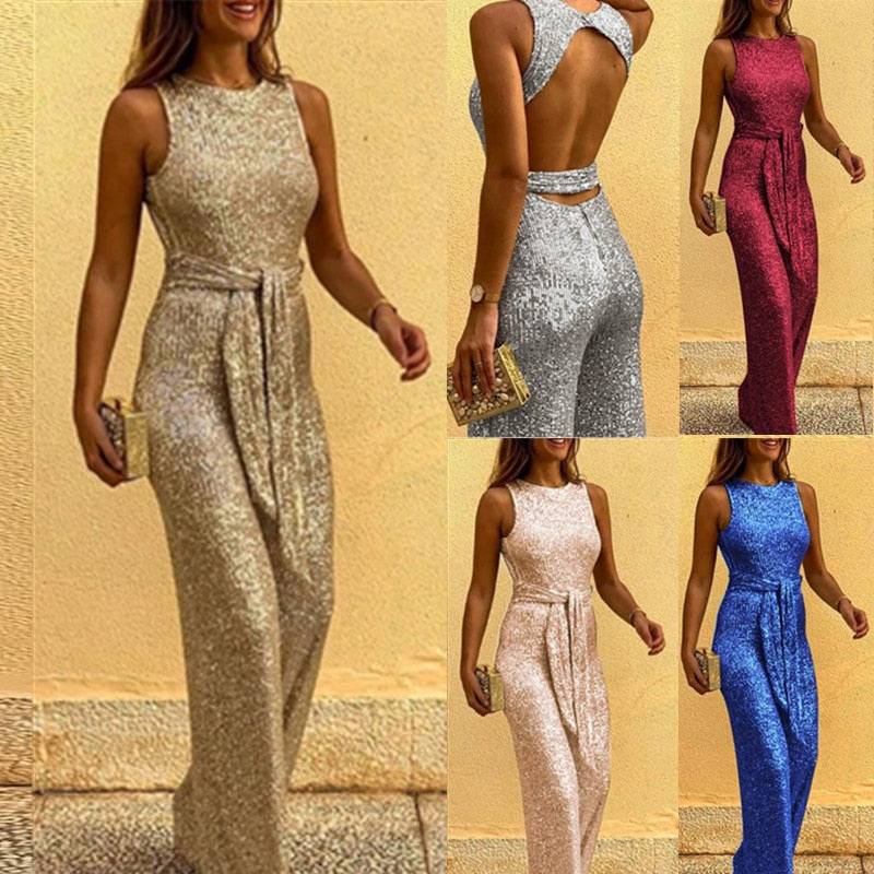 Sparkly Strapless Women's Jumpsuit