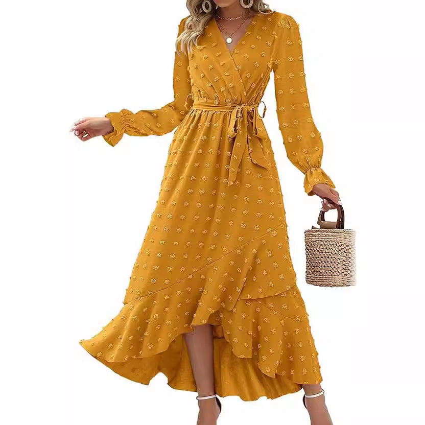 Ladies' Elegant Sleeved Wrap Dress - Luxivelle