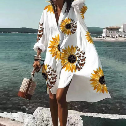 Ladies Loose Fit V Neck Maxi Dress