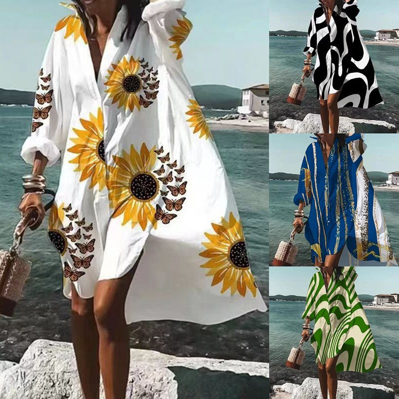 Ladies Loose Fit V Neck Maxi Dress