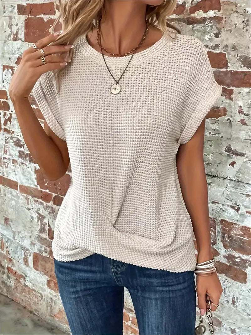 Relaxed Fit Textured Crew Neck T-Shirt