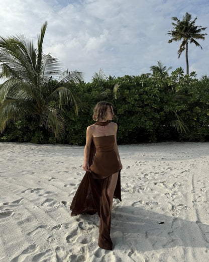 Boho Chic Off Shoulder Mesh Maxi Dress