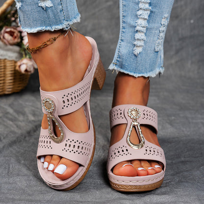 Comfortable Crystal High Heel Sandals