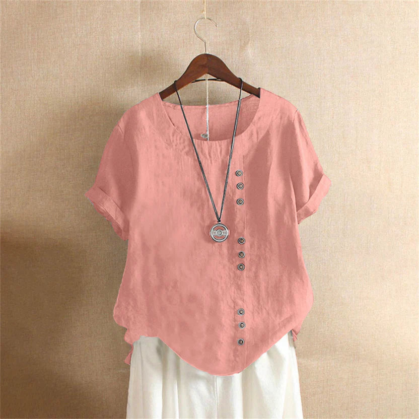 Relaxed Fit Cotton Short Sleeve Tunic Shirt