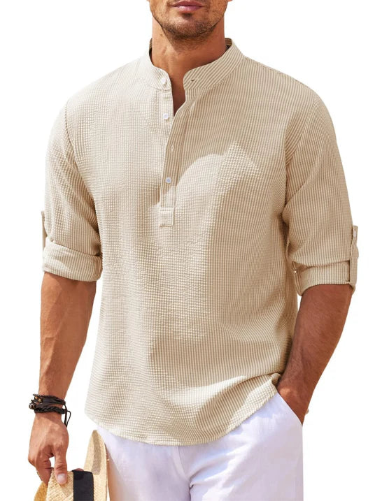 Men's Textured Relaxed Fit Henley Shirt