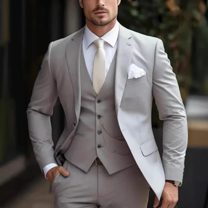 Men's Slim Cotton Summer Business Suit