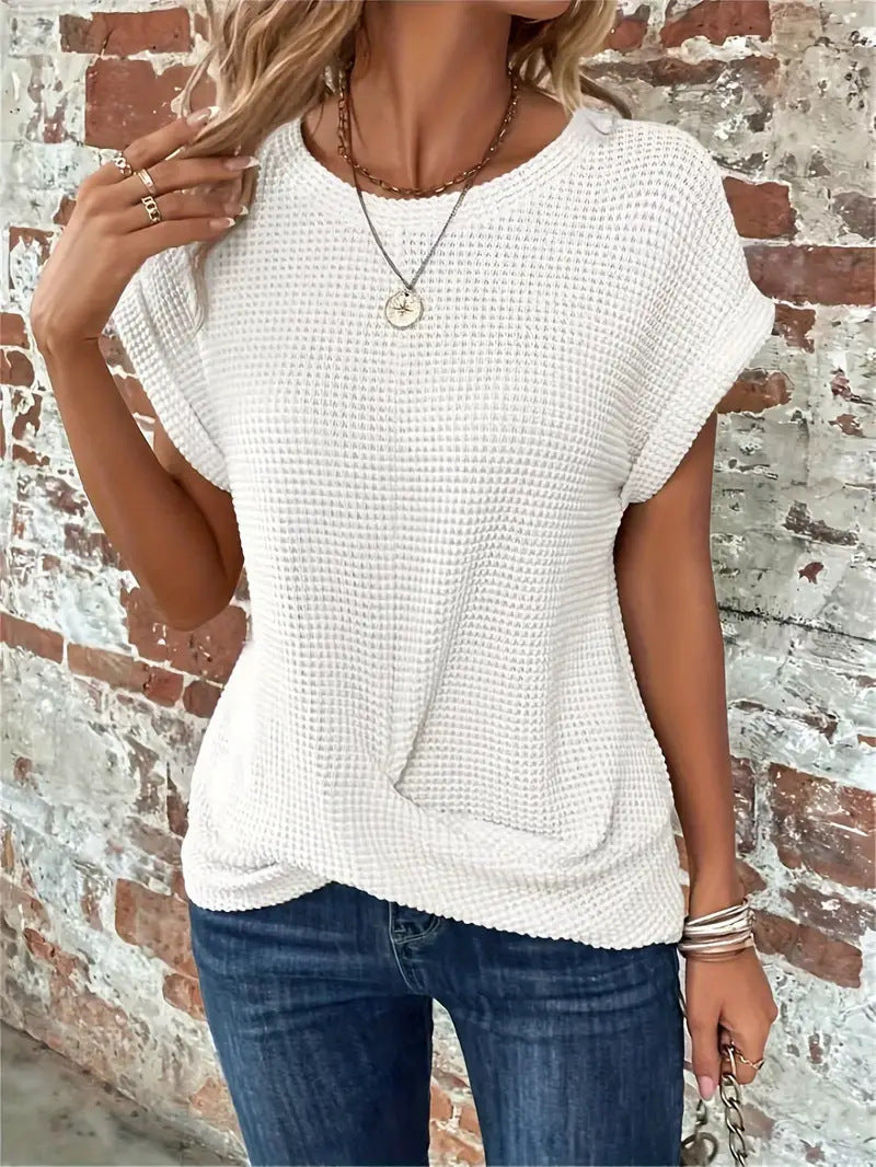 Relaxed Fit Textured Crew Neck T-Shirt