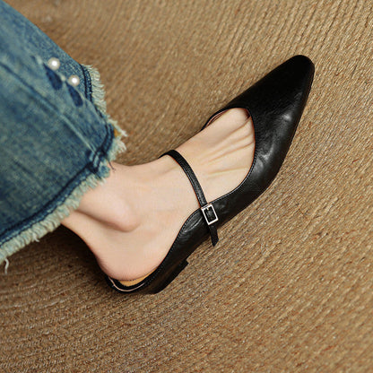 Authentic Leather Slip On Mules
