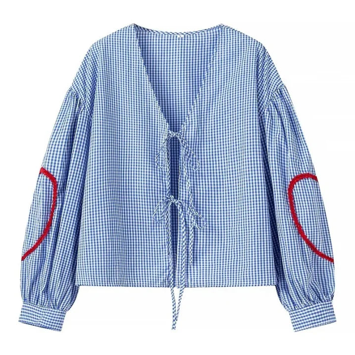Relaxed Fit Ladies Casual Heart Print Top