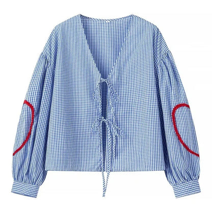 Relaxed Fit Ladies Casual Heart Print Top