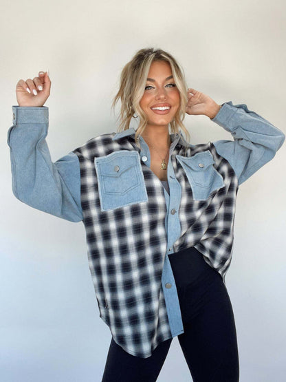 Ladies Large Checked Flannel Shirt