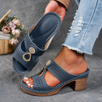 Comfortable Crystal High Heel Sandals