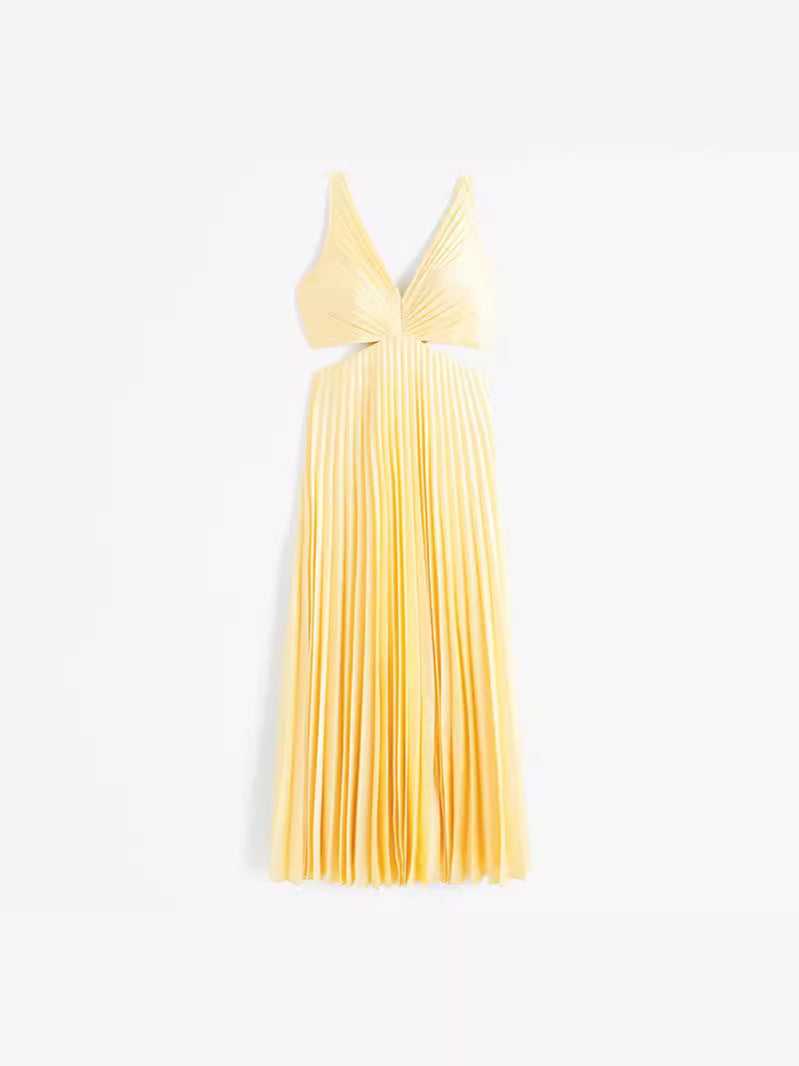 Fashionable V Neck Plain Maxi Dress