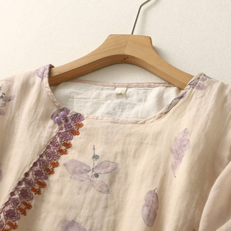 Casual Embroidered Loose Fit Top