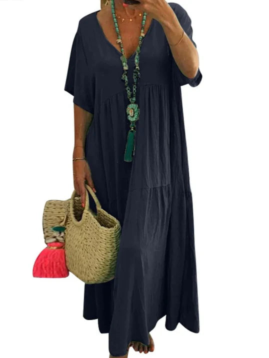 Ladies Loose Fit V Neck Summer Dress