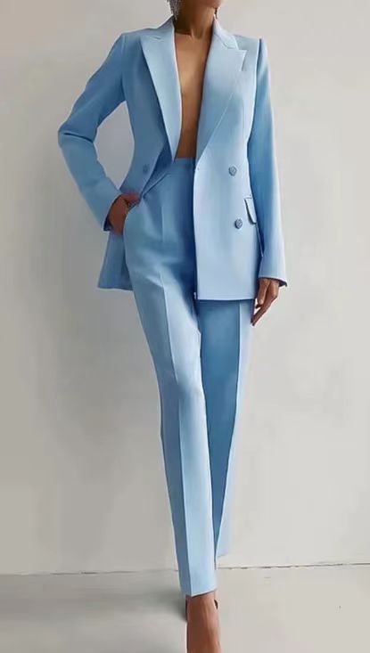 Liza | Women Suit Set – Double-Breasted Blazer and Tapered Pants 1