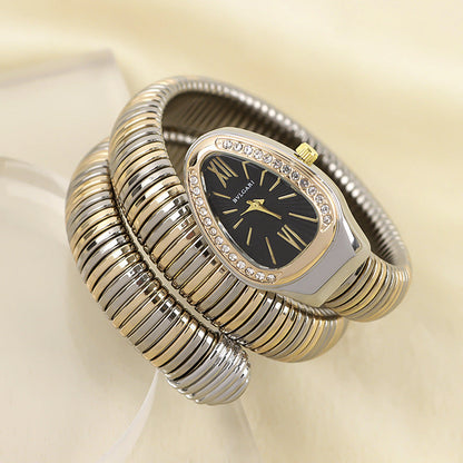 Slim Stainless Steel Quartz Watch with Oval Face