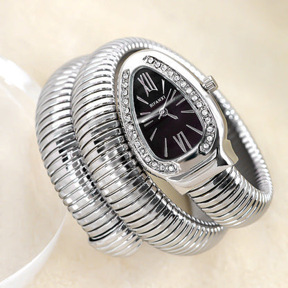 Slim Stainless Steel Quartz Watch with Oval Face