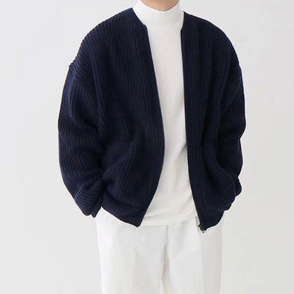 Stylish Men's Cable Knit Sweater Cardigan - Luxivelle