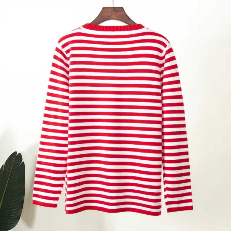 Ladies Classic Stripe Crew Neck Top