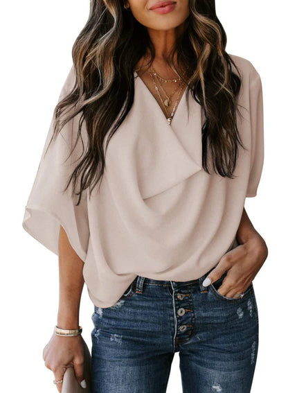 Relaxed Fit Cowl Neck Women's Top