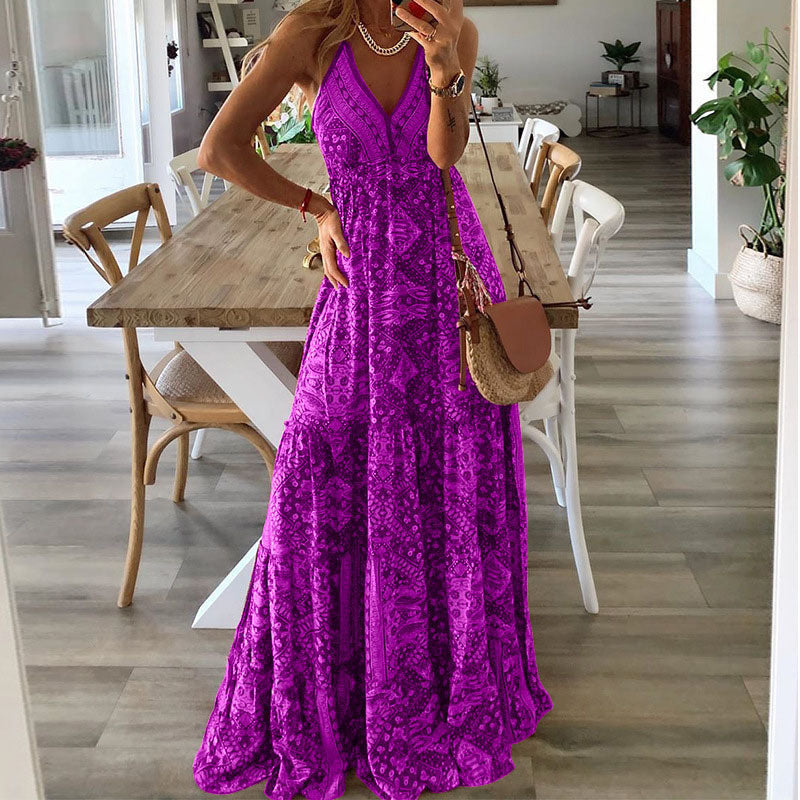 Flowy Halter Neck Summer Maxi Dress